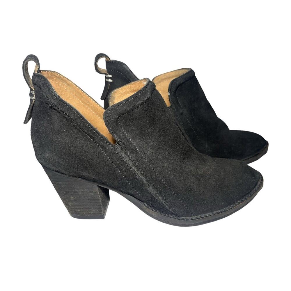 Jeffrey Campbell Boots 8.5 Ankle Burman Split Shaft Black Suede Block Heel‎